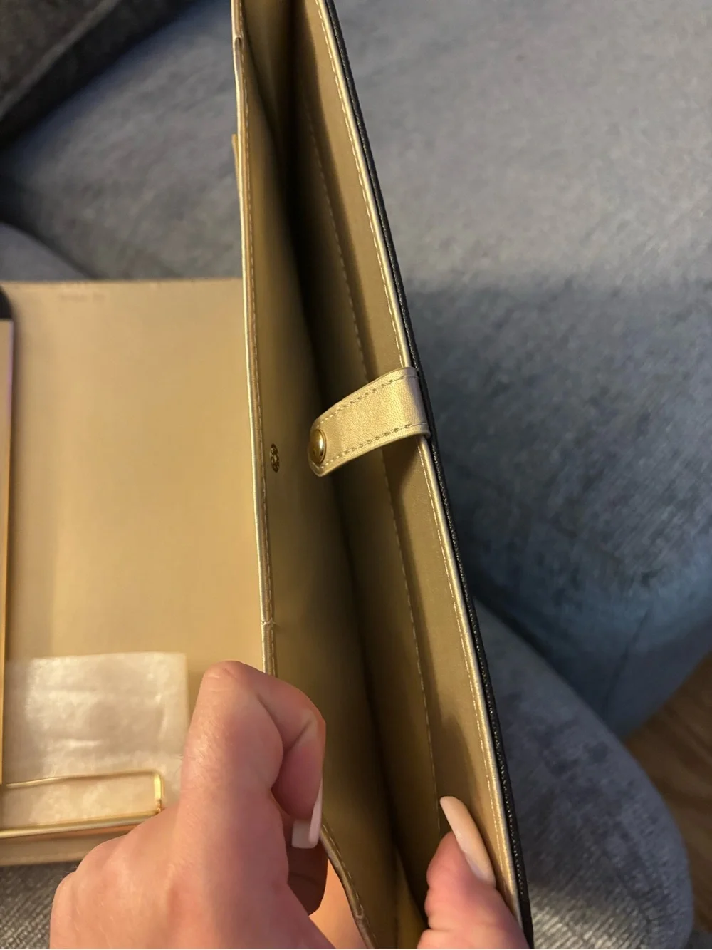 Black Tablet Folio Sleeve with Gold Accent Bar - Brand Not Visible
